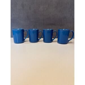 Corning NY USA Stoneware Royal Blue Coffee Tea Mugs Set of 4